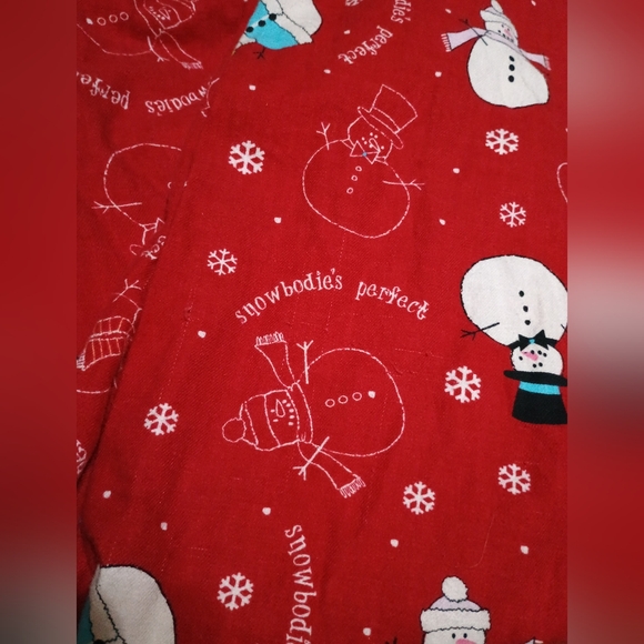 Flannel Holiday (2 Pc) Set PJ'S Lounge Wear, Red With Snowman Design Ladies Sz L - Picture 8 of 9